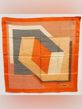 Pierre Cardin Orange, Cream & Black Optical Silk Scarf
